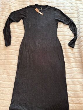SKIMS | Dresses | Skims Shine Jersey Mini Dress In Onyx New | Poshmark